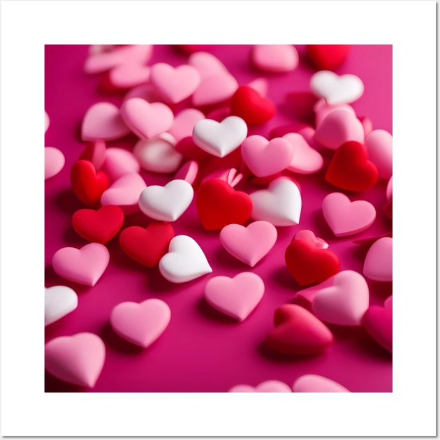 celebrating Valentines day, random floating love hearts Wall Art by Colin-Bentham